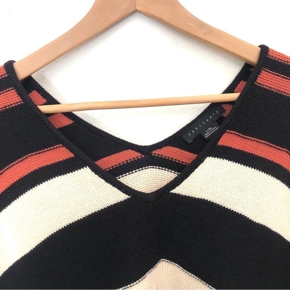 Sanctuary Striped Sweater Poncho With Fringe L/XL - Picture 6 of 16